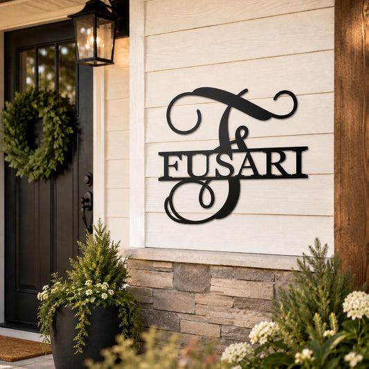 Personalized Family Name Sign | Metal Last Name Monogram | Custom Wedding Gift | Housewarming Gift | Front Door Decor | Outdoor Wall Sign
