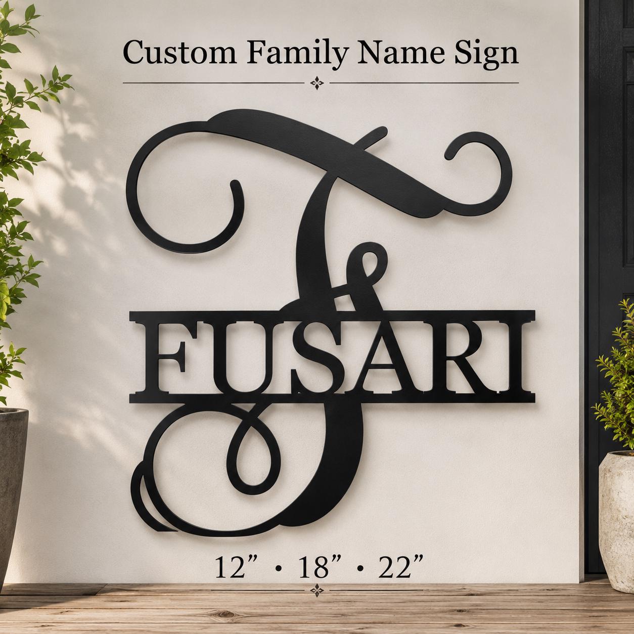 Personalized Family Name Sign | Metal Last Name Monogram | Custom Wedding Gift | Housewarming Gift | Front Door Decor | Outdoor Wall Sign
