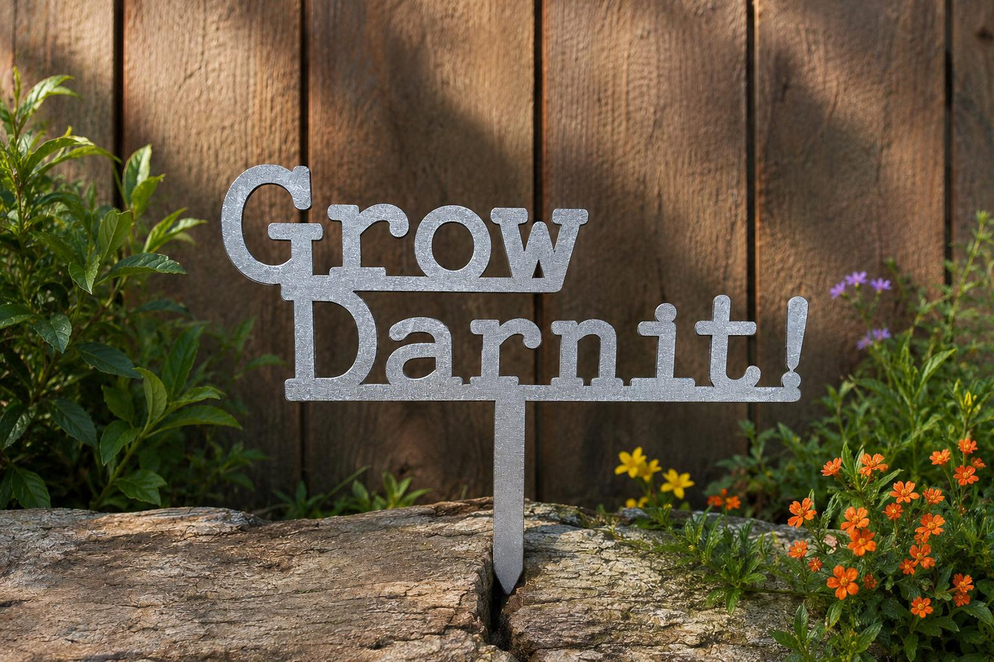 Grow Darnit Metal Garden Sign | Funny Garden Stake | Gardener Gift | Plant Lover Gift | Garden Decor | Yard Art | Family Friendly Humor