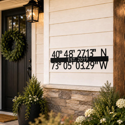 Personalized Coordinates Sign | 3 Row Latitude Longitude Metal Sign | GPS Coordinates | Housewarming Gift | Wedding Anniversary Gift