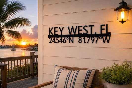 Personalized GPS Coordinates Sign | Custom Latitude Longitude Metal Sign | Vacation Home Decor | Beach House Gift | Destination Wall Decor