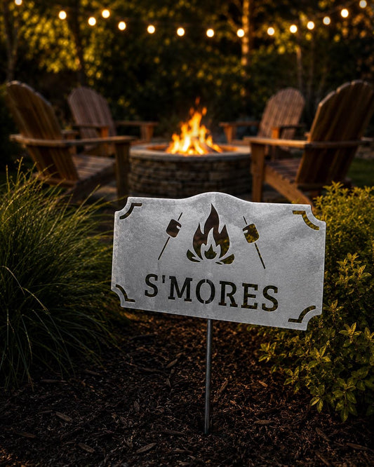S'Mores Metal Yard Sign | Fire Pit Decor | Backyard Patio Decor | Campfire Sign | Outdoor Garden Stake | Housewarming Gift