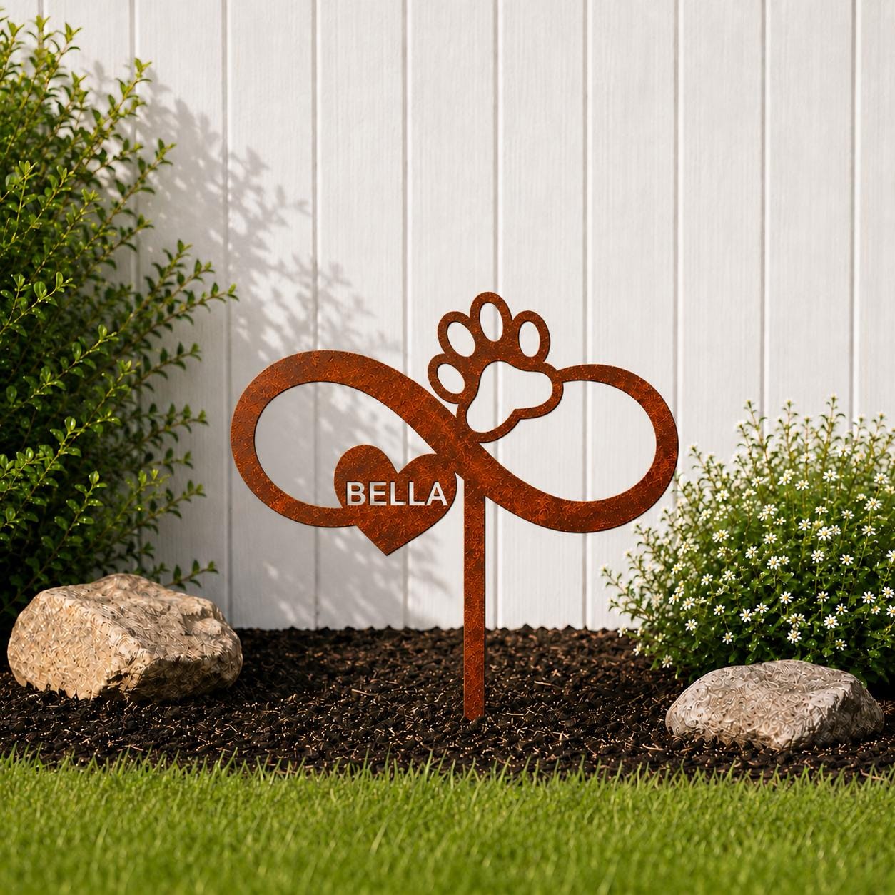 Personalized Dog Memorial Garden Stake, Infinity Paw Metal Sign, Pet Loss Gift, Custom Dog Grave Marker, Sympathy Gift, Pet Memorial Gift