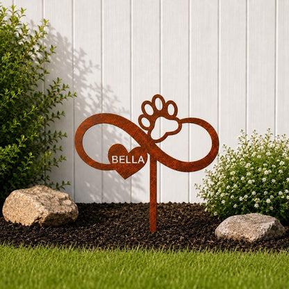 Personalized Dog Memorial Garden Stake, Infinity Paw Metal Sign, Pet Loss Gift, Custom Dog Grave Marker, Sympathy Gift, Pet Memorial Gift