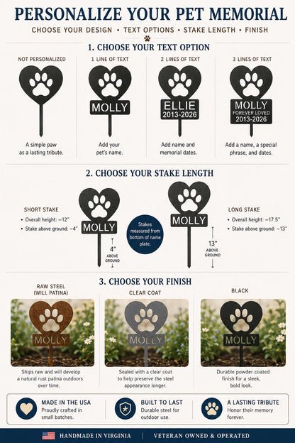 Personalized Dog Memorial Stake, Paw Print Heart Garden Sign, Pet Grave Marker, Custom Dog Name, Outdoor Memorial Gift