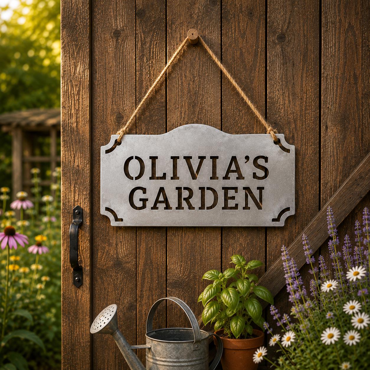 Personalized Garden Sign, Custom Hanging Metal Sign, Garden Name Sign, Personalized Outdoor Garden Decor, Gardener Gift