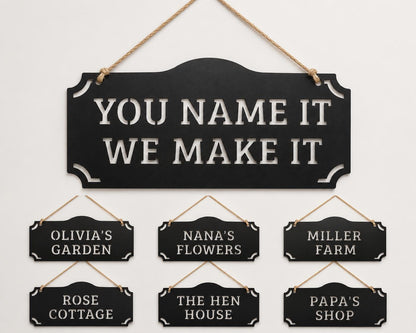 Personalized Garden Sign, Custom Hanging Metal Sign, Garden Name Sign, Personalized Outdoor Garden Decor, Gardener Gift