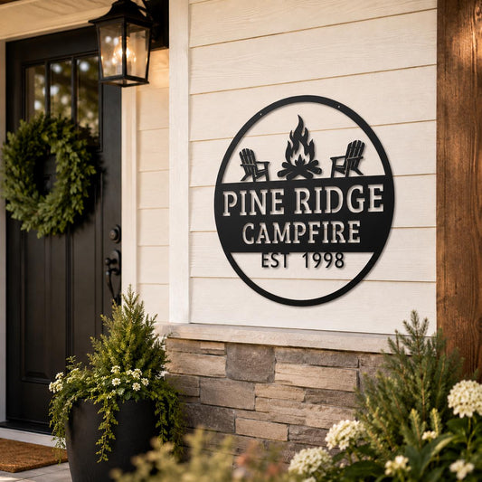 Personalized Campfire Metal Sign, Custom Campfire Sign, Family Fire Pit Sign, Backyard Fire Pit Decor, Established Steel Camp Sign