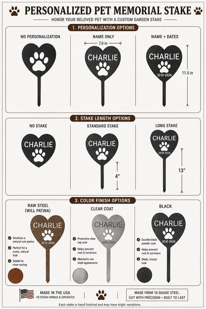 Personalized Dog Memorial Stake, Paw Print Heart Garden Sign, Pet Grave Marker, Custom Dog Name, Outdoor Memorial Gift