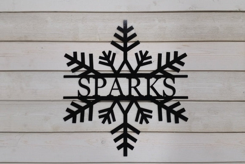 snowflake winter christmas monogram family name farm sign housewarming gift wedding anniversary 11th