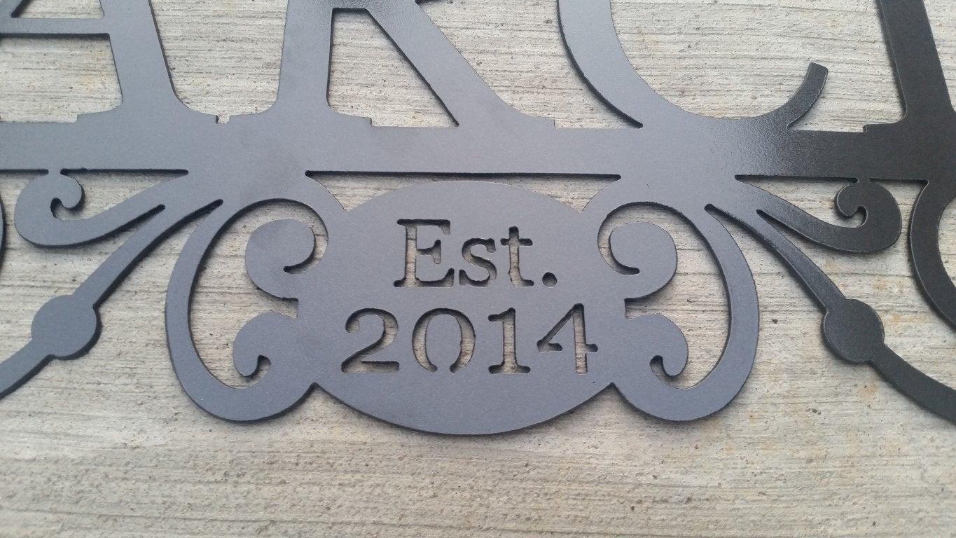 monogram family name farm sign housewarming gift wedding anniversary 11th