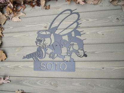 monogram personalized military seabee navy housewarming gift anniversary retirement