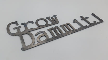 grow dammit garden stake yard lawn ornament metal steel gift garden