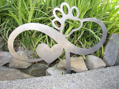dog memorial paw garden stake yard lawn ornament metal steel gift garden