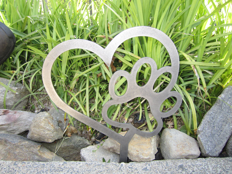 dog memorial paw garden stake yard lawn ornament metal steel gift garden
