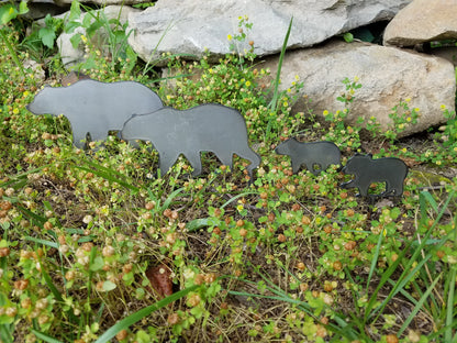  animal farm bear garden stake yard ornament metal steel gift garden baby bear