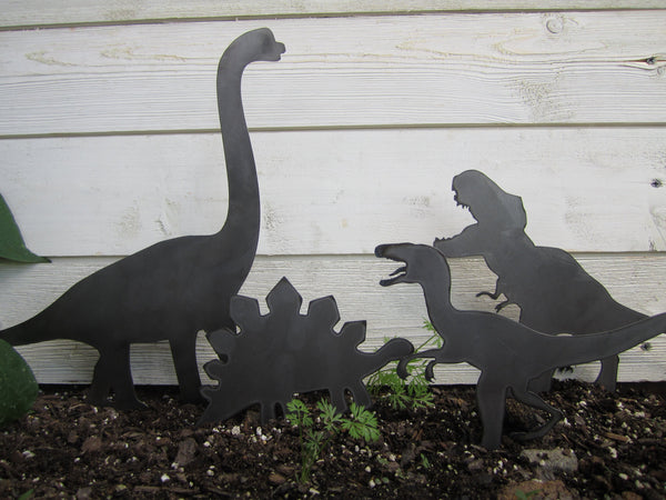 dinosaur trex garden stake yard lawn ornament metal steel gift garden