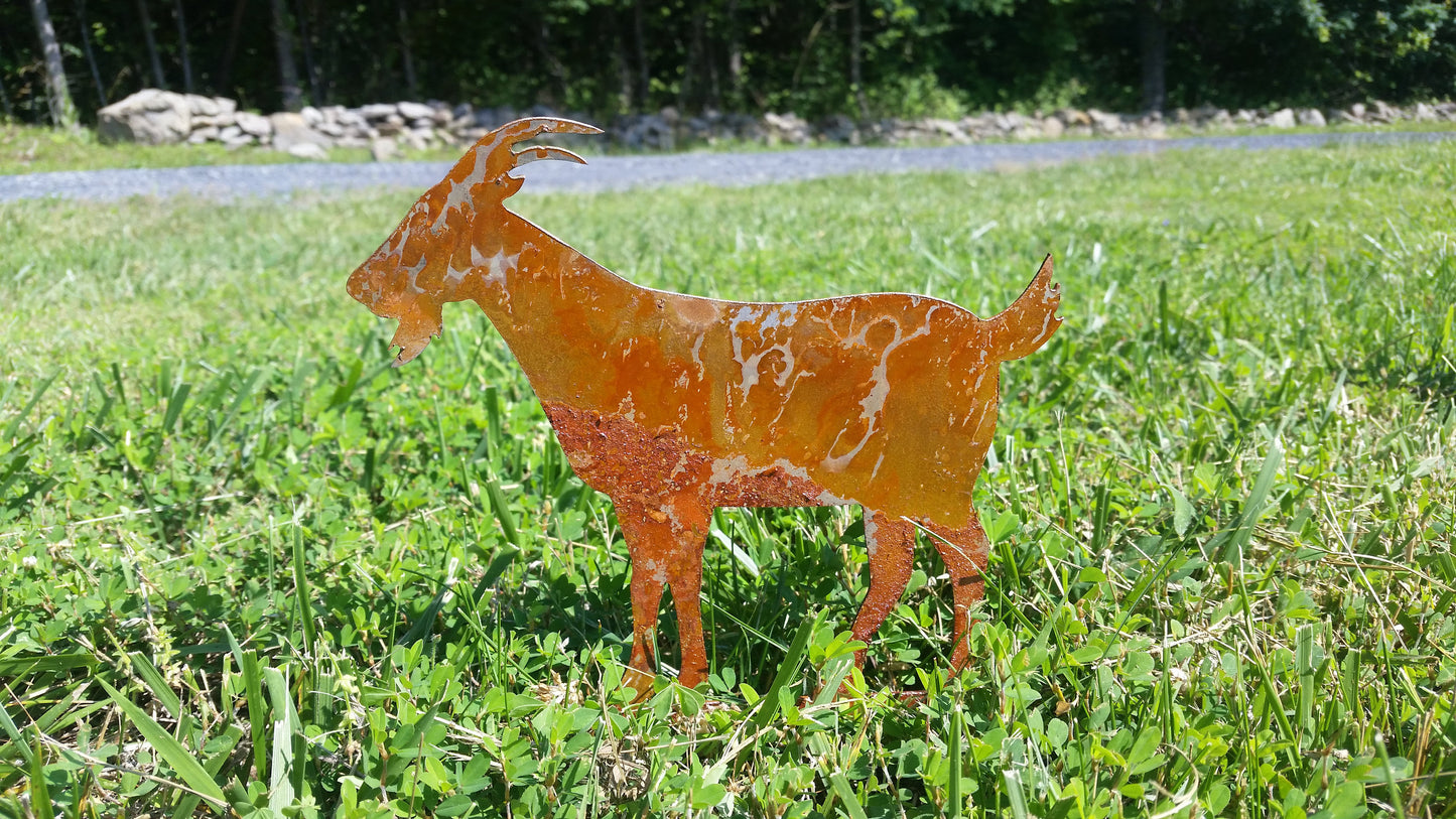 goat farm garden stake yard lawn ornament metal steel gift garden