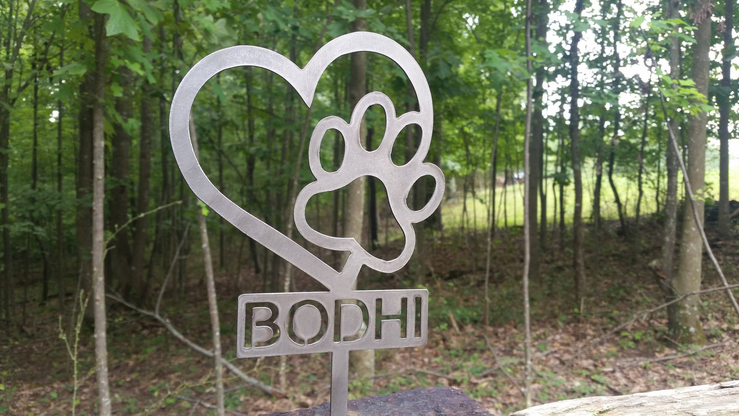 dog memorial paw garden stake yard lawn ornament metal steel gift garden