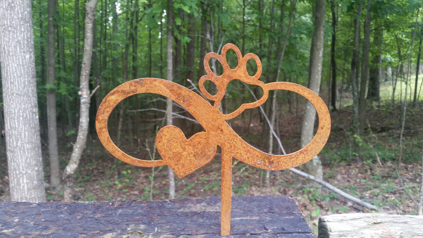 dog memorial paw garden stake yard lawn ornament metal steel gift garden