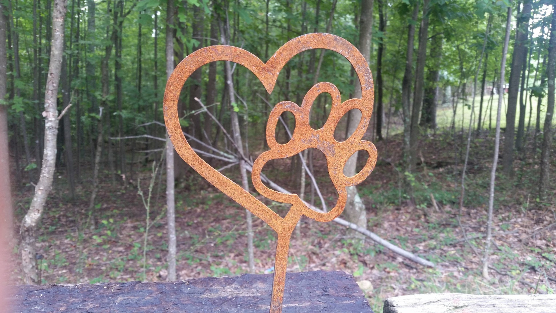 dog memorial paw garden stake yard lawn ornament metal steel gift garden