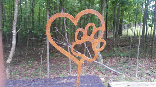 dog memorial paw garden stake yard lawn ornament metal steel gift garden